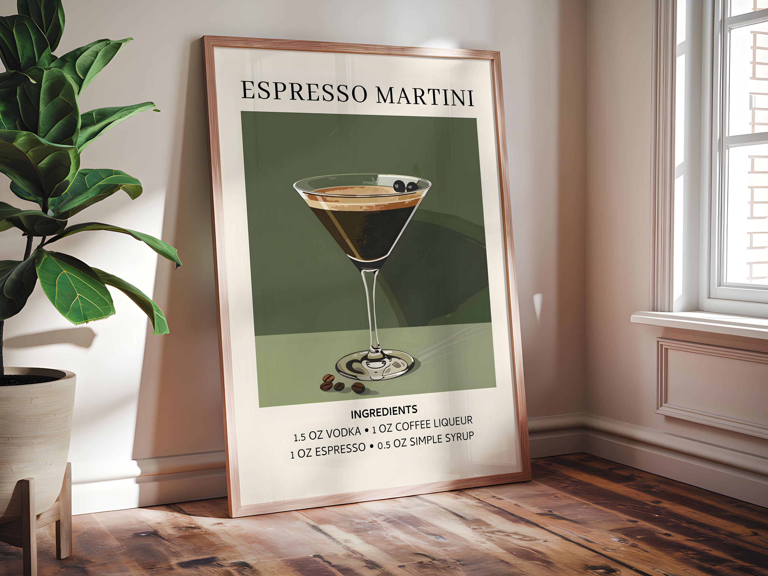 Espresso Martini Ingredients Vintage Poster - Framed Wall Art for Cocktail Lovers