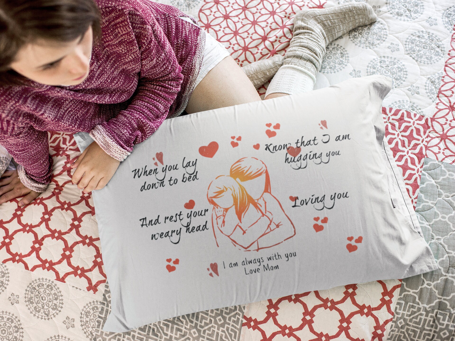 Hug this Pillow until you can Hug Me Pillow Case. Mom Pillow Etsy