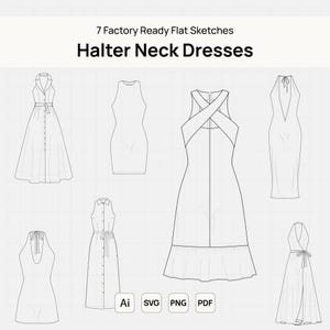 halter dress sketch Hand drawn sketch long halter neck dress simple Royalty-Free Vector