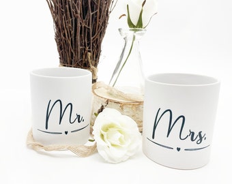 Mrs  & Mr Tasse zur Hochzeit mit Wunschdatum als Geschenk