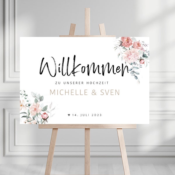 Willkommensschild zur Hochzeit personalisiert