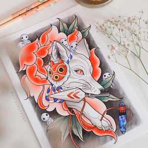 白狐 white fox print