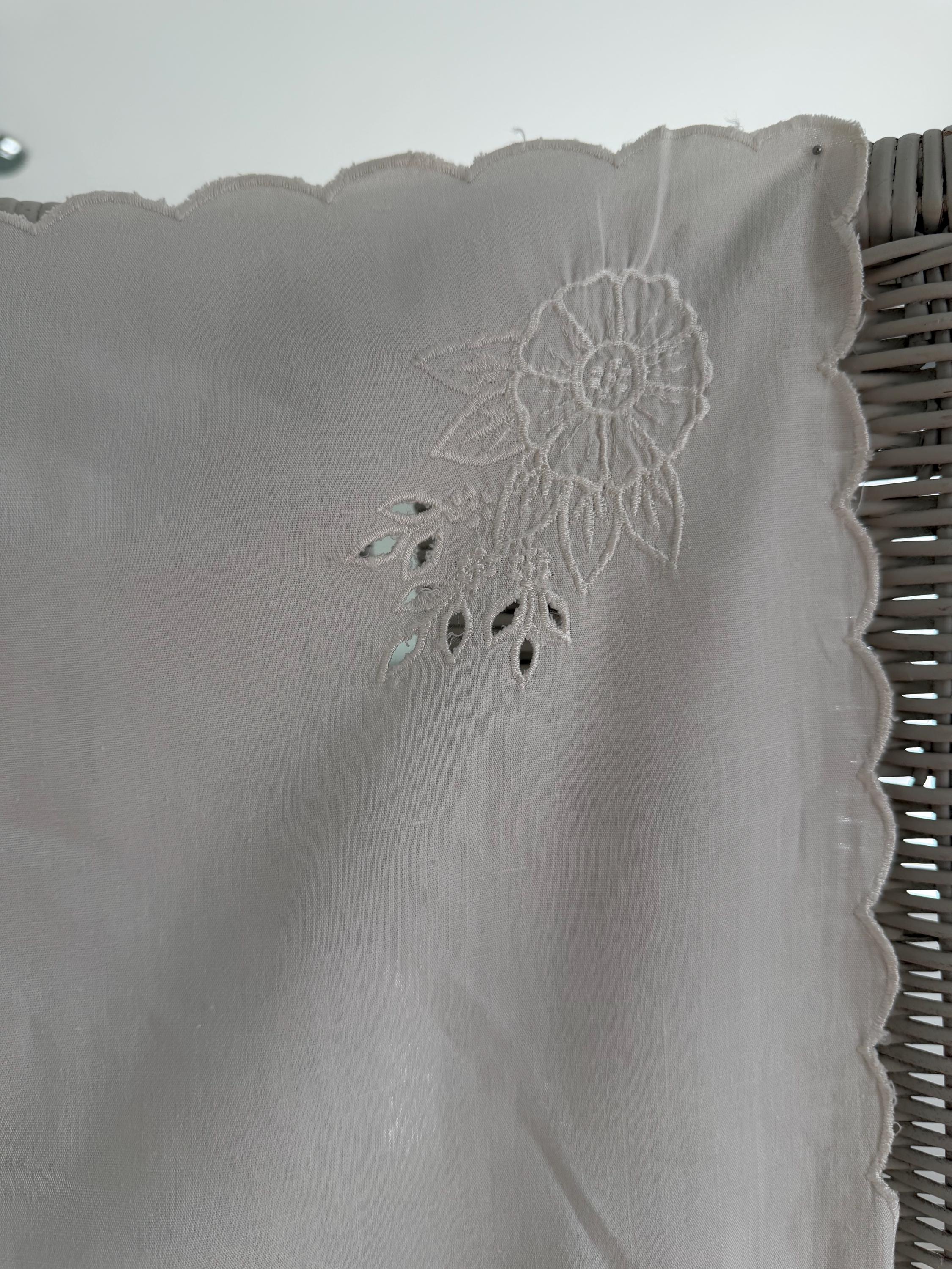 Vintage French White Cotton Tablecloth Battenburg Lace Design Country ...