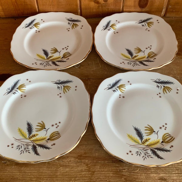 4 Vintage Colclough Starburst Tea Plates Bone China 1950s