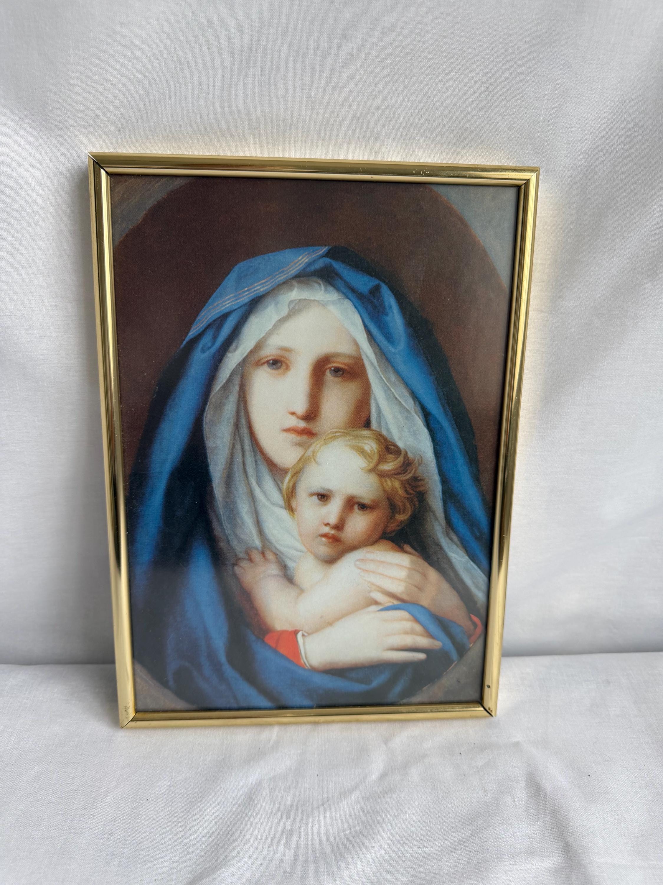 Vintage Framed Religious Art Print Madonna With Child - Etsy UK