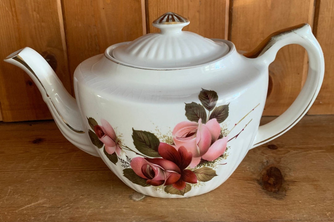 Vintage Gibson Teapot Floral Pink Rose Design 1950s Etsy