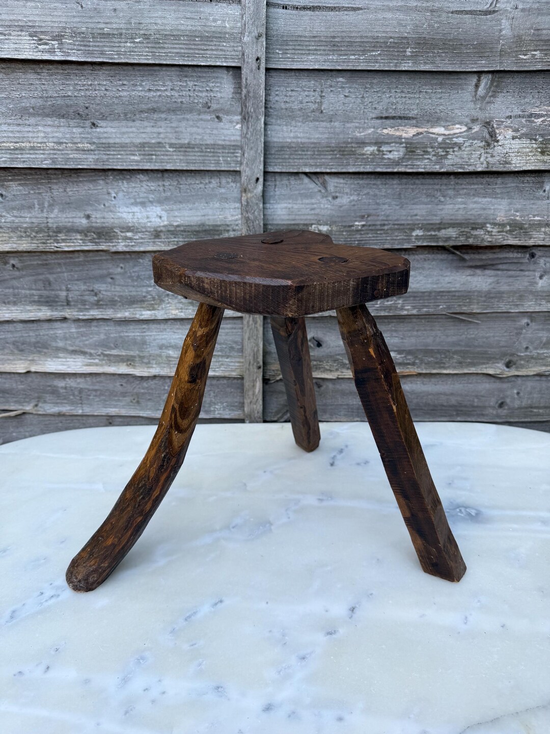 Antique Vintage Primative Milking Stool Tripod Legs Plant Stand Rustic ...
