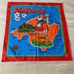 Vintage Souvenir Tea Towel Mallorca Spain Retro 70s