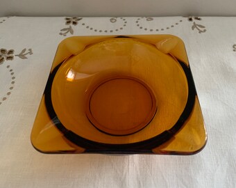 Vintage Amber Glass Ashtray Duralex France 1970s Retro