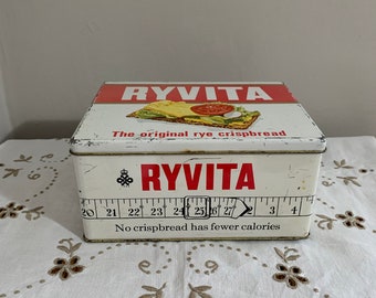 Vintage Ryvita Crispbread Storage Tin Collectable Display Prop 80s