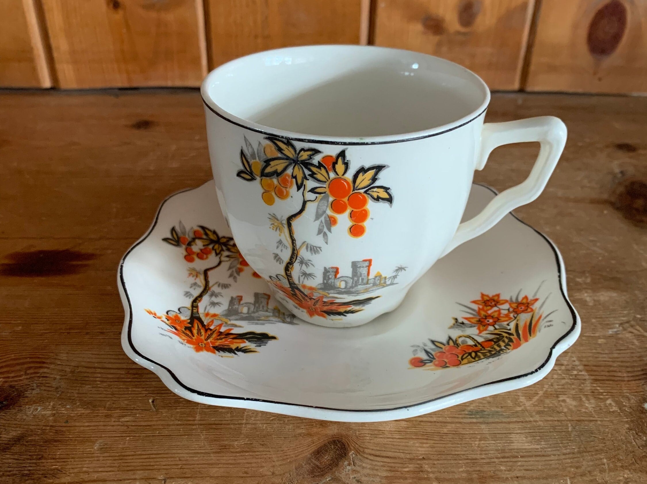Vintage orange teacup - Etsy 日本