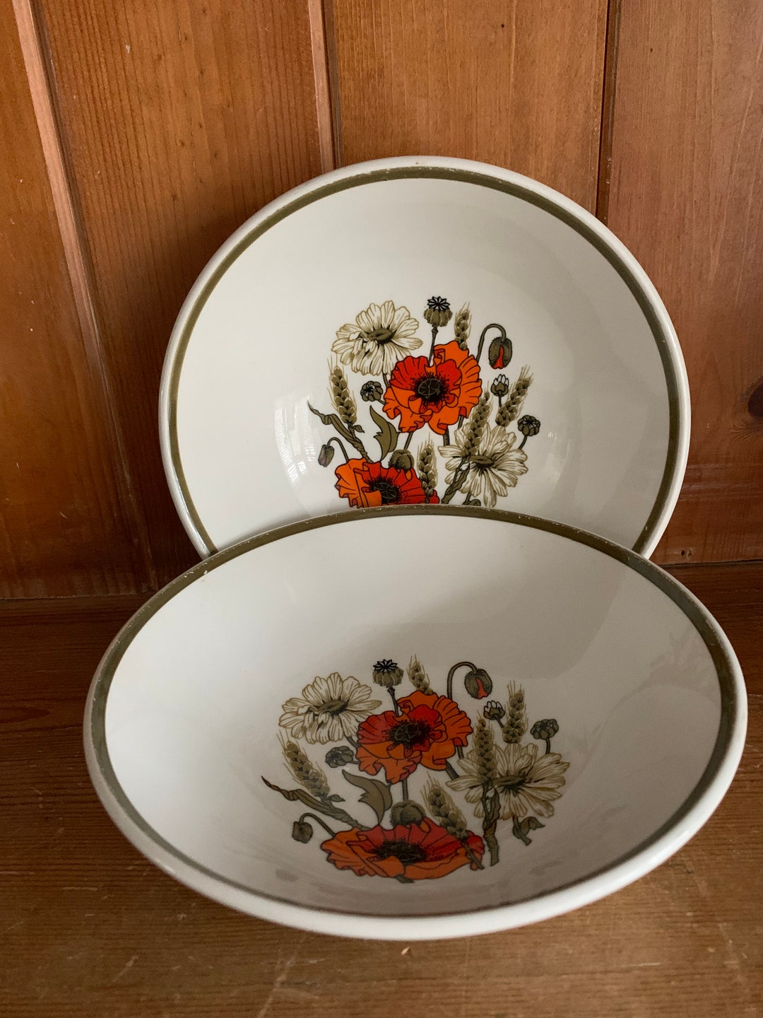 Vintage J & G Meakin Poppy Design Cereal Soup Bowls Etsy UK