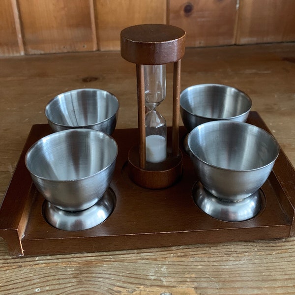 Mid Century Stainless Steel Egg Cups And Timer Set Hong Kong