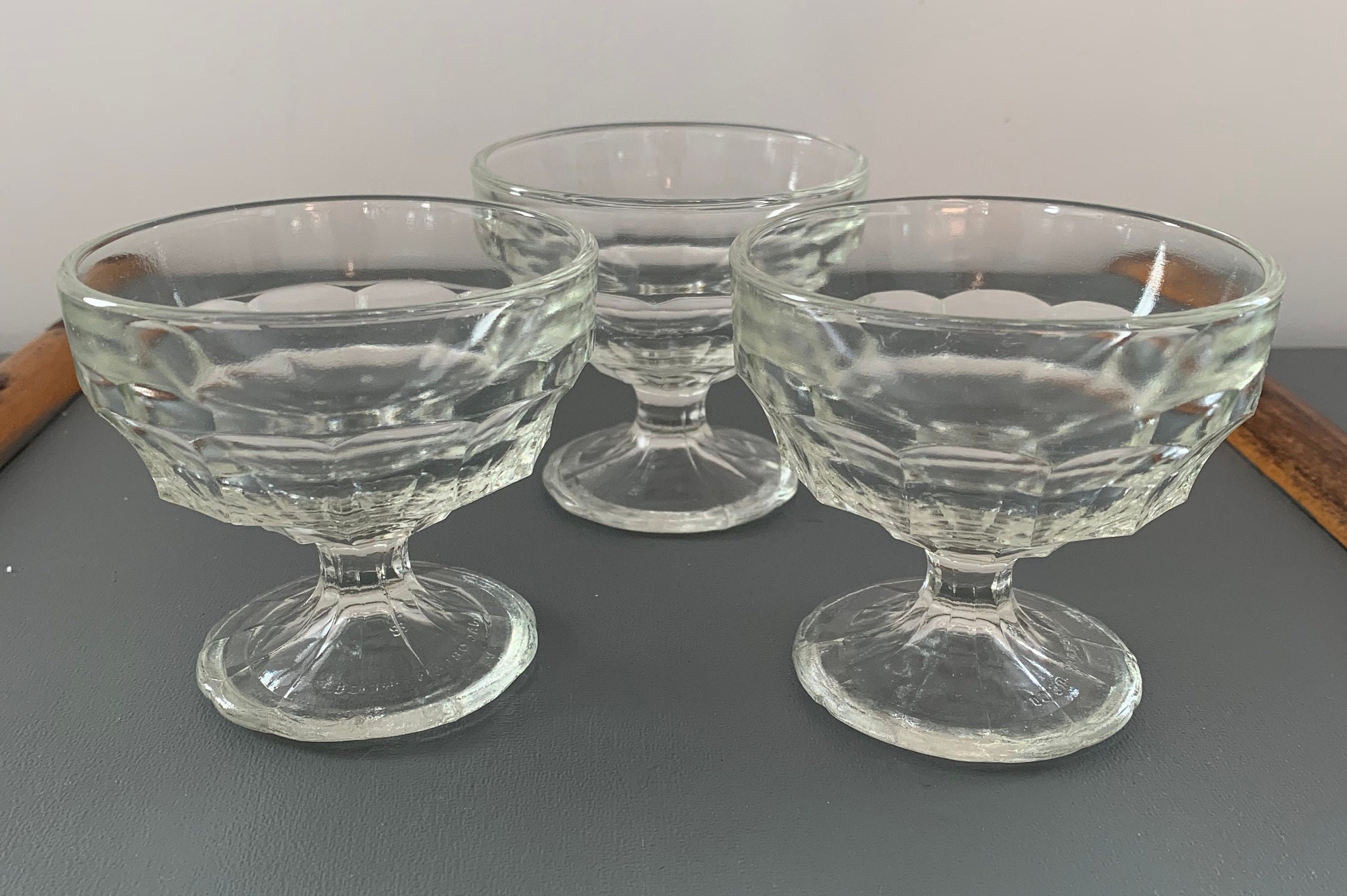 Set of 8 Americano Sundae Dishes / Ice cream Bowls & 8 Sundae Spoons by