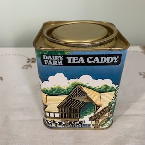 Vintage Dairy Farm Tea Caddy Tin Prop Display image 1