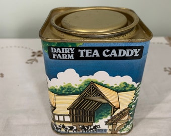 Vintage Dairy Farm Tea Caddy Tin Prop Display