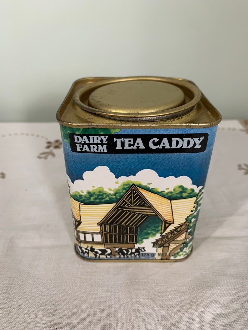 Vintage Dairy Farm Tea Caddy Tin Prop Display image 1