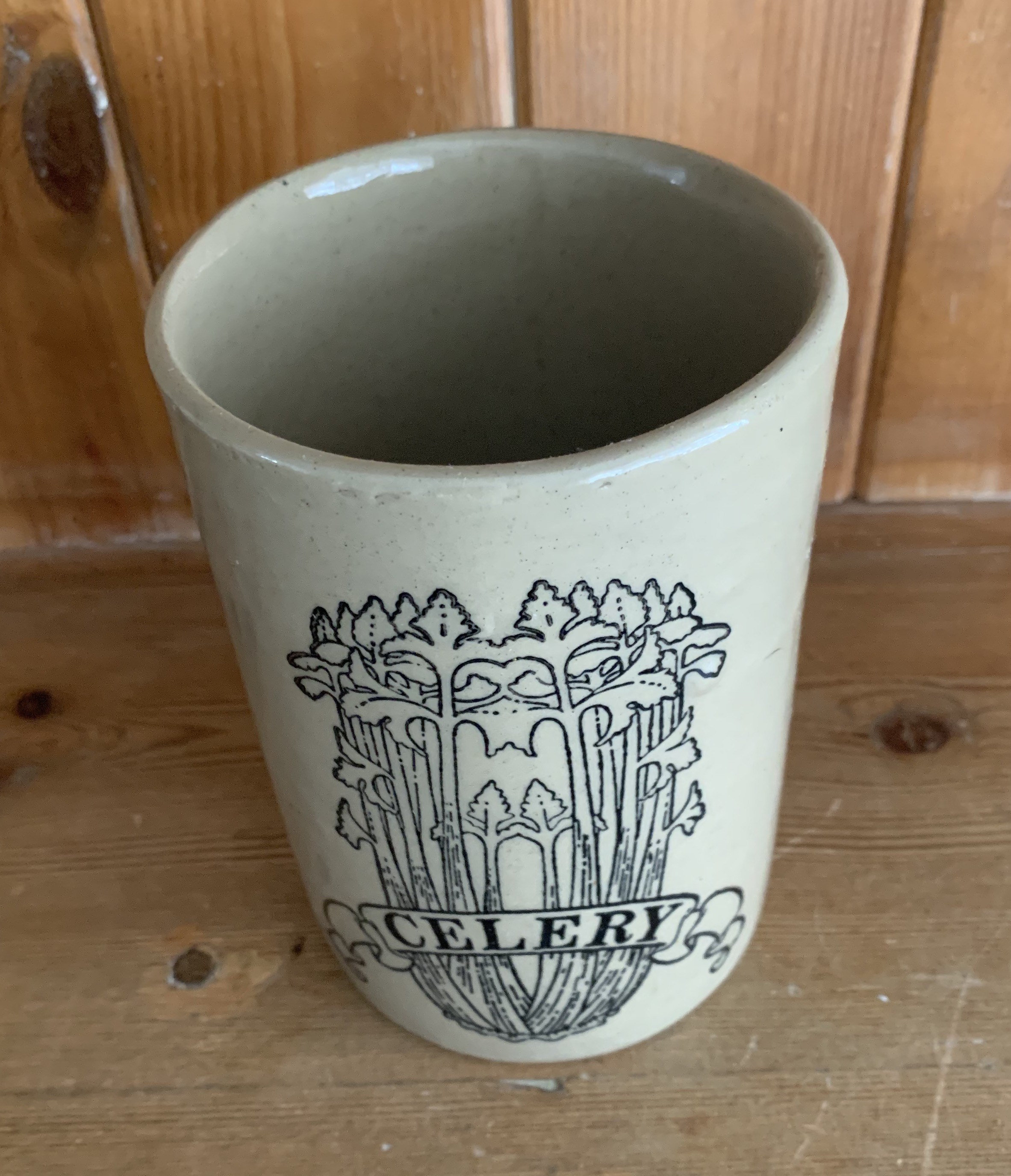 Vintage Pearsons of Chesterfield Stoneware Celery Pot Jar Utensil