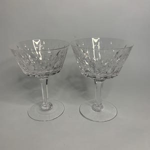 2 Vintage Cut Crystal Champagne Coupes Saucers