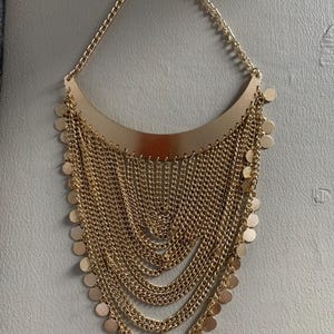 Vintage Goldtone Statement Collar Tassel Necklace
