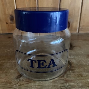 Vintage Glas Tee Vorratsglas Kanister Mit Kunststoff Deckel Retro 70er Jahre