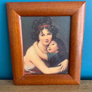 Vintage Framed Mother And Child Portrait Art Print