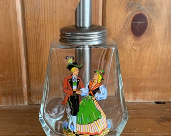 Vintage Sugar Shaker Pourer Austrian Glass Souvenir 1960s Retro Kitsch