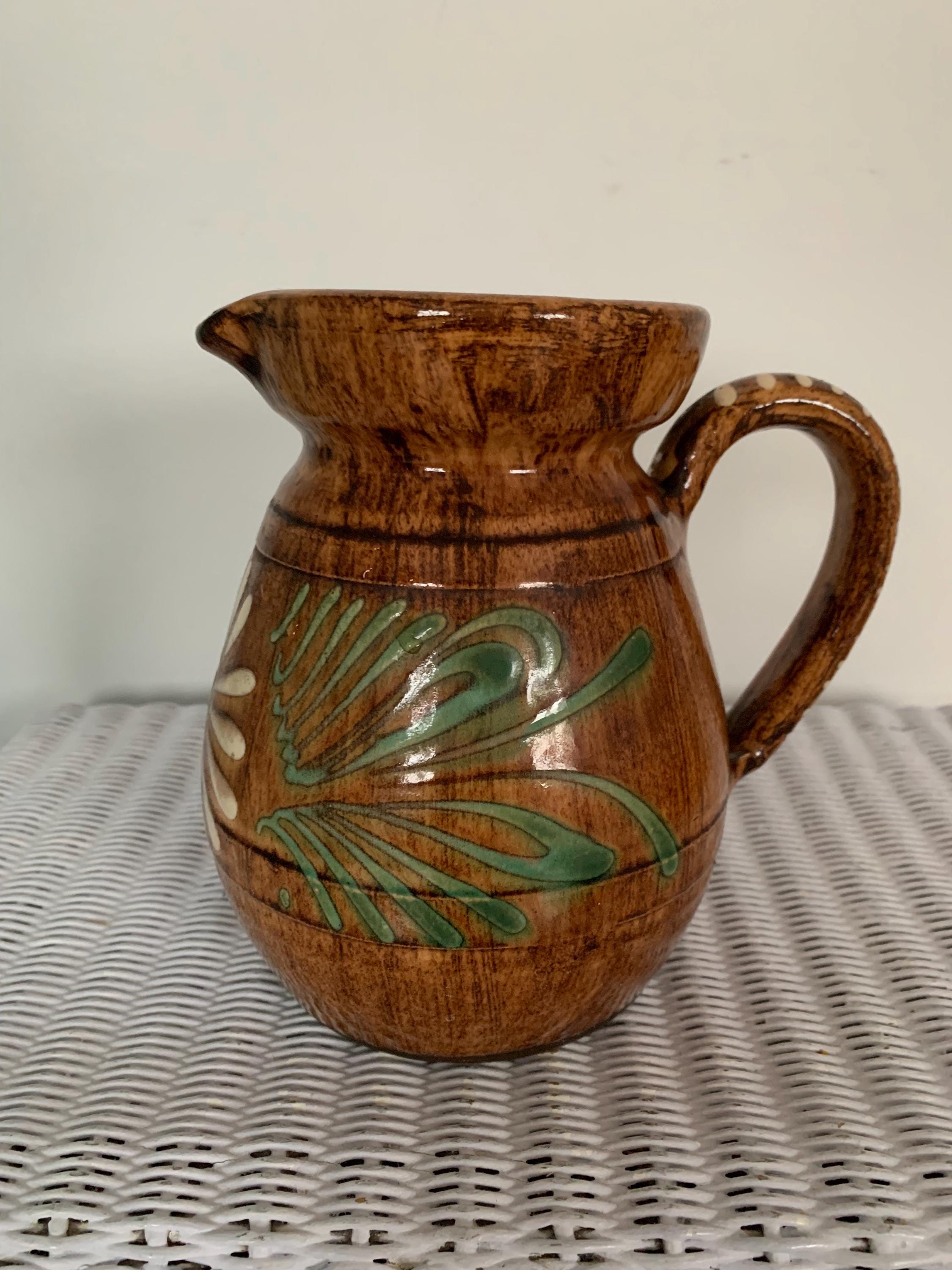 彩色陶器 テラコッタ 二口水差し アンティーク 彩色陶器 テラコッタ 二