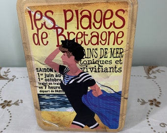 Présentoir de rangement en boîte de biscuits de style vintage, français