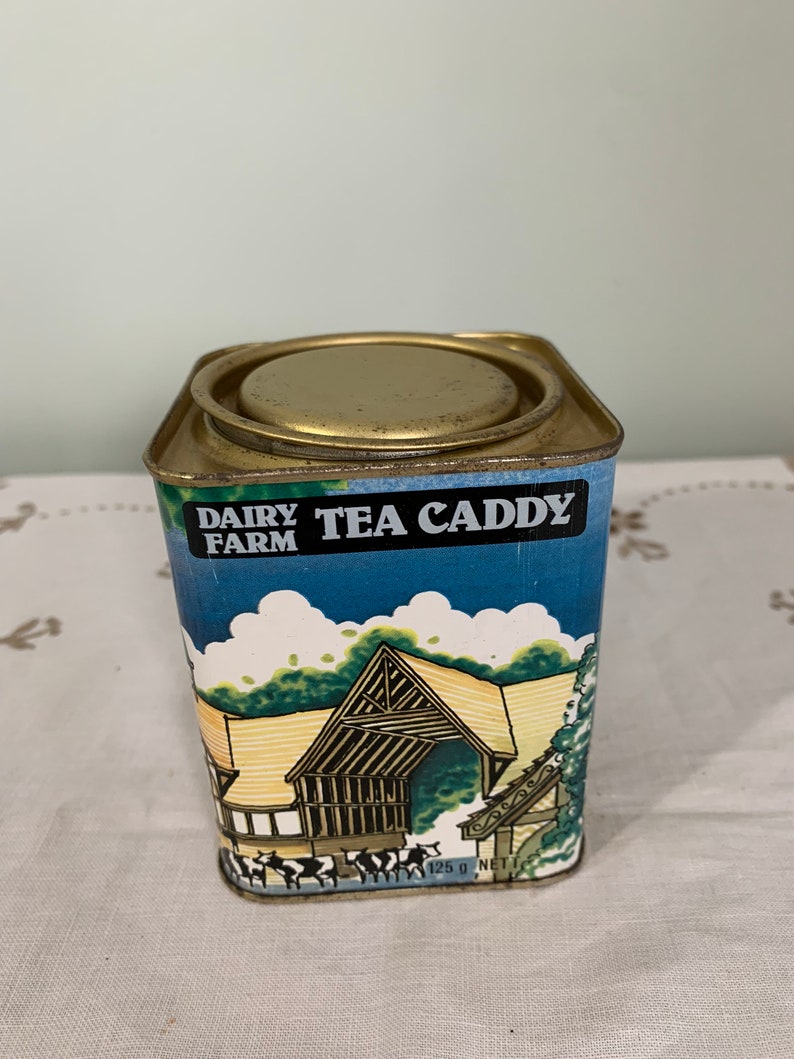 Vintage Dairy Farm Tea Caddy Tin Prop Display image 3