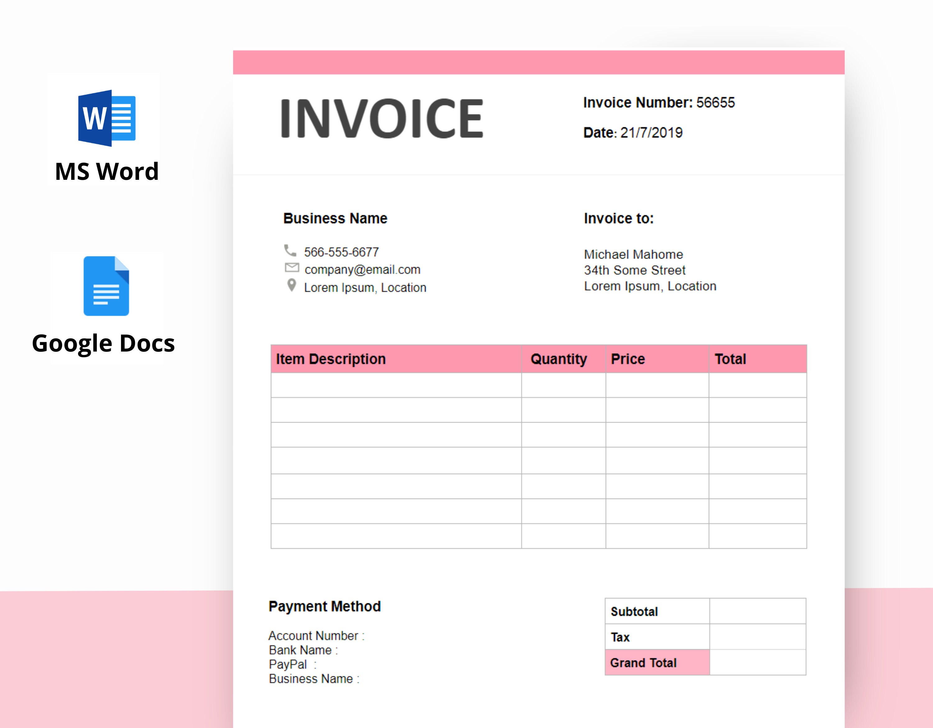 invoice template i can edit on a mac or a pc