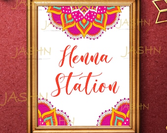 Editable Indian Wedding Henna Mehndi Station Mehendi Sign for Parties Decor Bestseller Business Sign Instant Download Digital