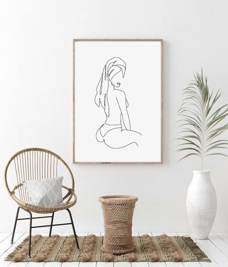 Impresiones de baño Line Art Impresión de dibujo de baño | Etsy