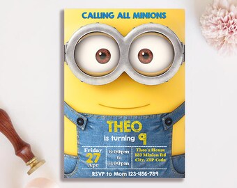 Minion Invitation Etsy Minion Invitation Etsy