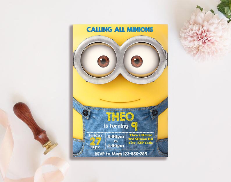 Boys Birthday Invite Minion Birthday Invitation Minion Invitation Girls Birthday Invite