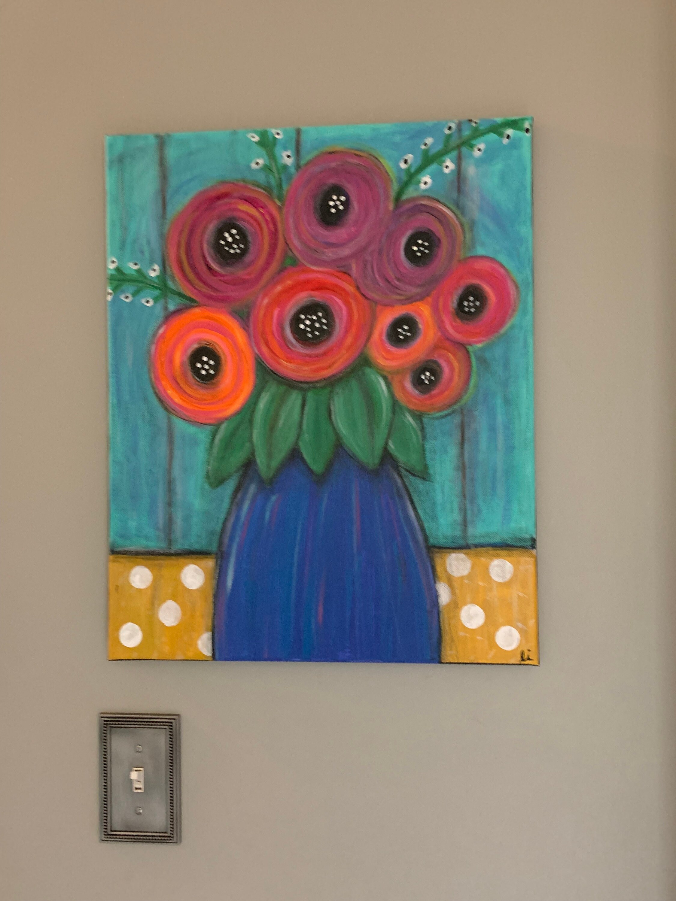 Boho Folk Art Flower Painting Etsy