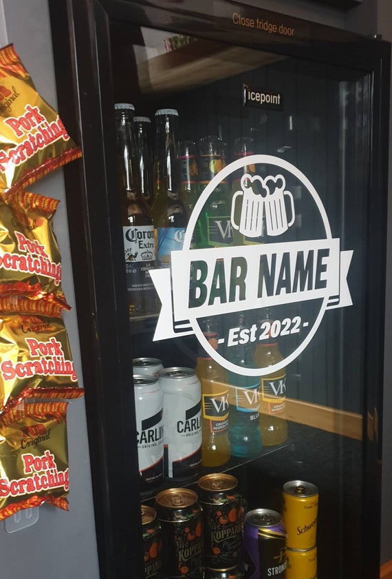 Personalised Beer Fridge Bar Decal / Sticker