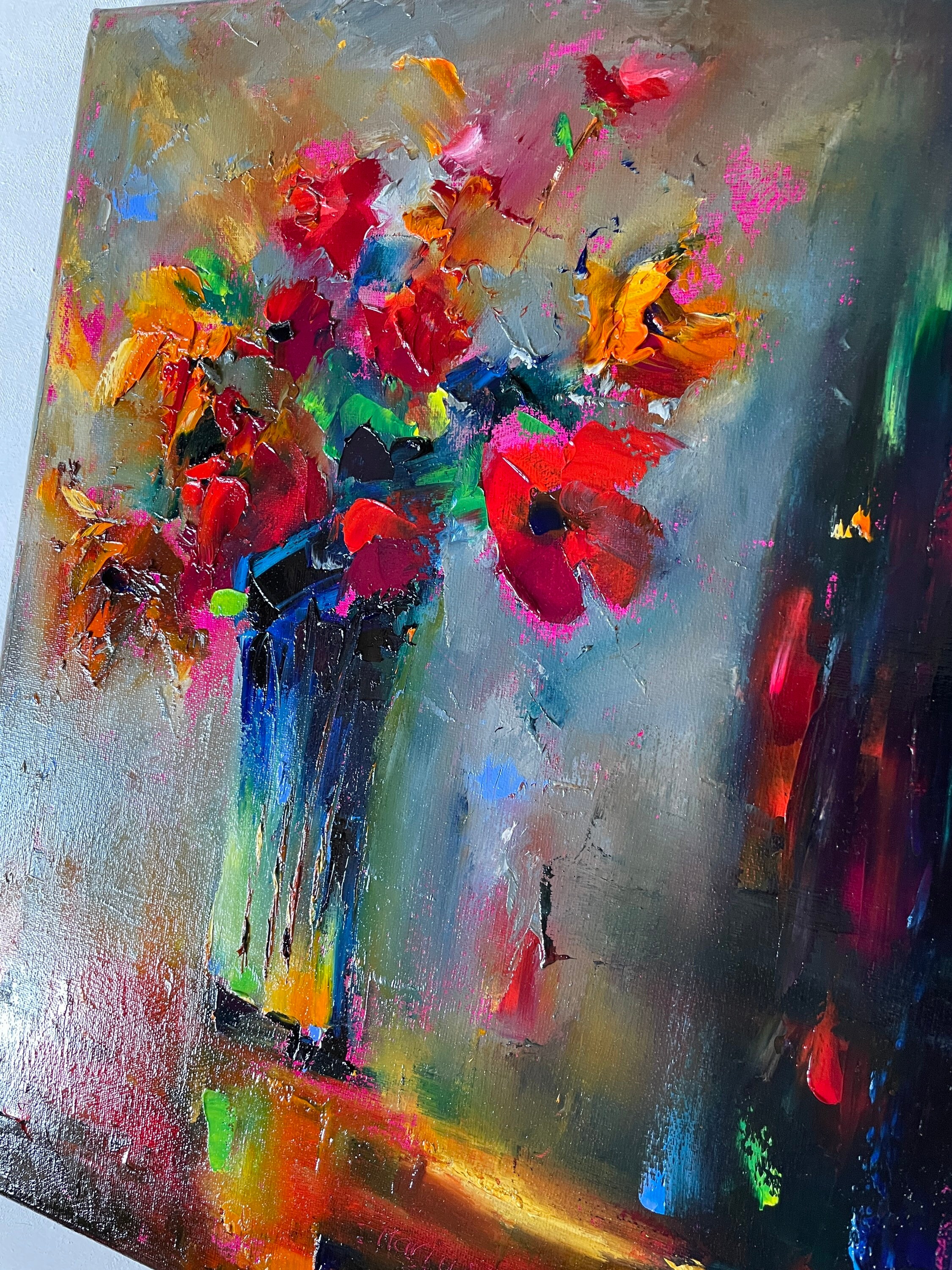 Flowers Original Oil Painting on Canvas by Mariusz Piatkowski Art