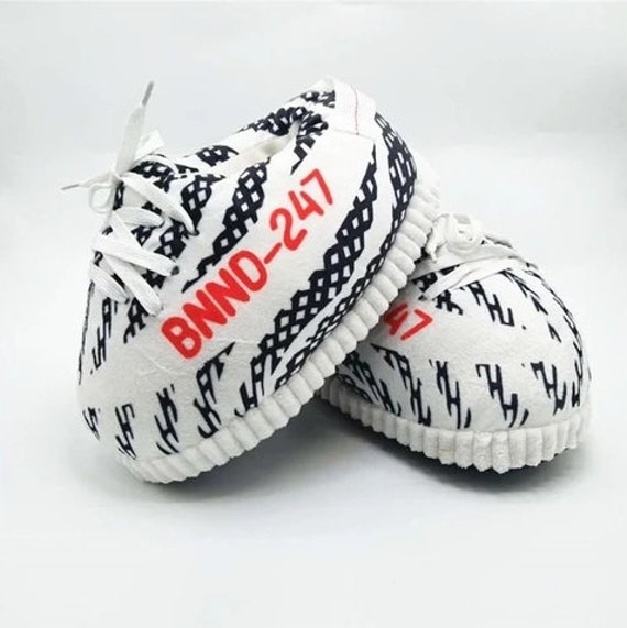 yeezy slippers zebra