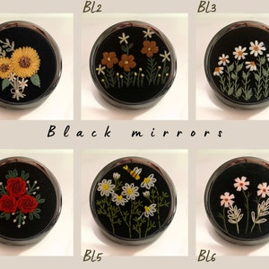 Wildflower Floral Hand-Embroidered Pocket Mirror Compact Mirror Portable Mirror Bridesmaid Gift Bridal Shower Gift Birthday Gift image 6