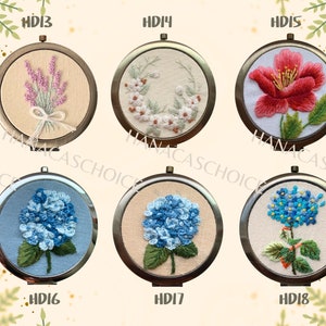 Wildflower Floral Hand-Embroidered Pocket Mirror Compact Mirror Portable Mirror Bridesmaid Gift Bridal Shower Gift Birthday Gift image 4