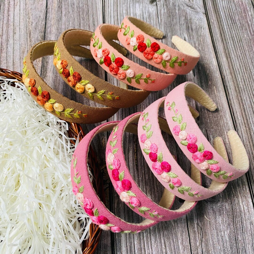 Hand Embroidered Linen Headband. Cute Girl Headband Etsy