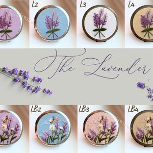 Floral Hand-Embroidered Pocket Mirror Compact Mirror Bridesmaid Gift Bridal Shower Gift Birthday Gift Christmas Gift image 10