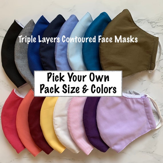 Triple Layered Reusable Cloth Face Mask Breathable Face Mask Etsy
