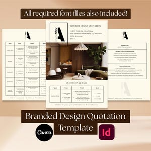 Interior Design Quotation Template | Client Estimate, Invoice (Canva, InDesign)