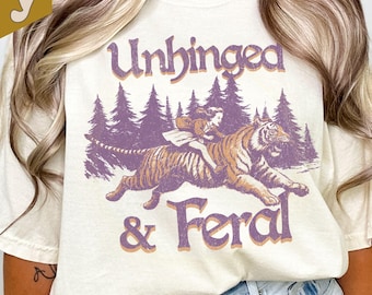 Camiseta Feral, Camiseta Comfort Colors Feral, Camiseta engraçada e descontrolada, Camiseta com frase engraçada, Era Feral, Camiseta de caubói, Presente para melhor amiga, Camiseta sarcástica