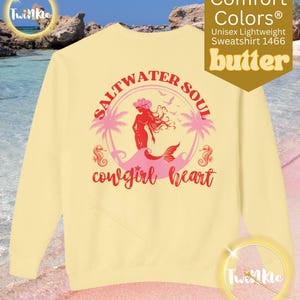 Coastal Cowgirl Sweater, Mermaid Core Aesthetic, Western Beachy Comfort Colors Lightweight Sweatshirt, Seahorse, Mermaidcore, Saltwater