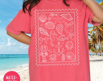 Comfort Colors® Sea Shell Shirt | Beach Shirt | Summer Shirt | Ocean Lover Gift | Sea Shell Tee | Cute Cover up | Beach Woman Shirt