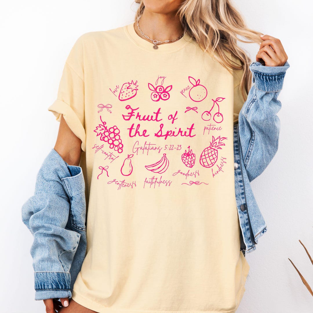 Fruit of the Spirit Christian Tshirt | Doodle Art Oversized Tee | Bible ...