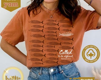 Camiseta cristiana Comfort Colors: Llamado a ser diferente / Amar como Jesús / Camiseta de sardinas / Estética oceánica